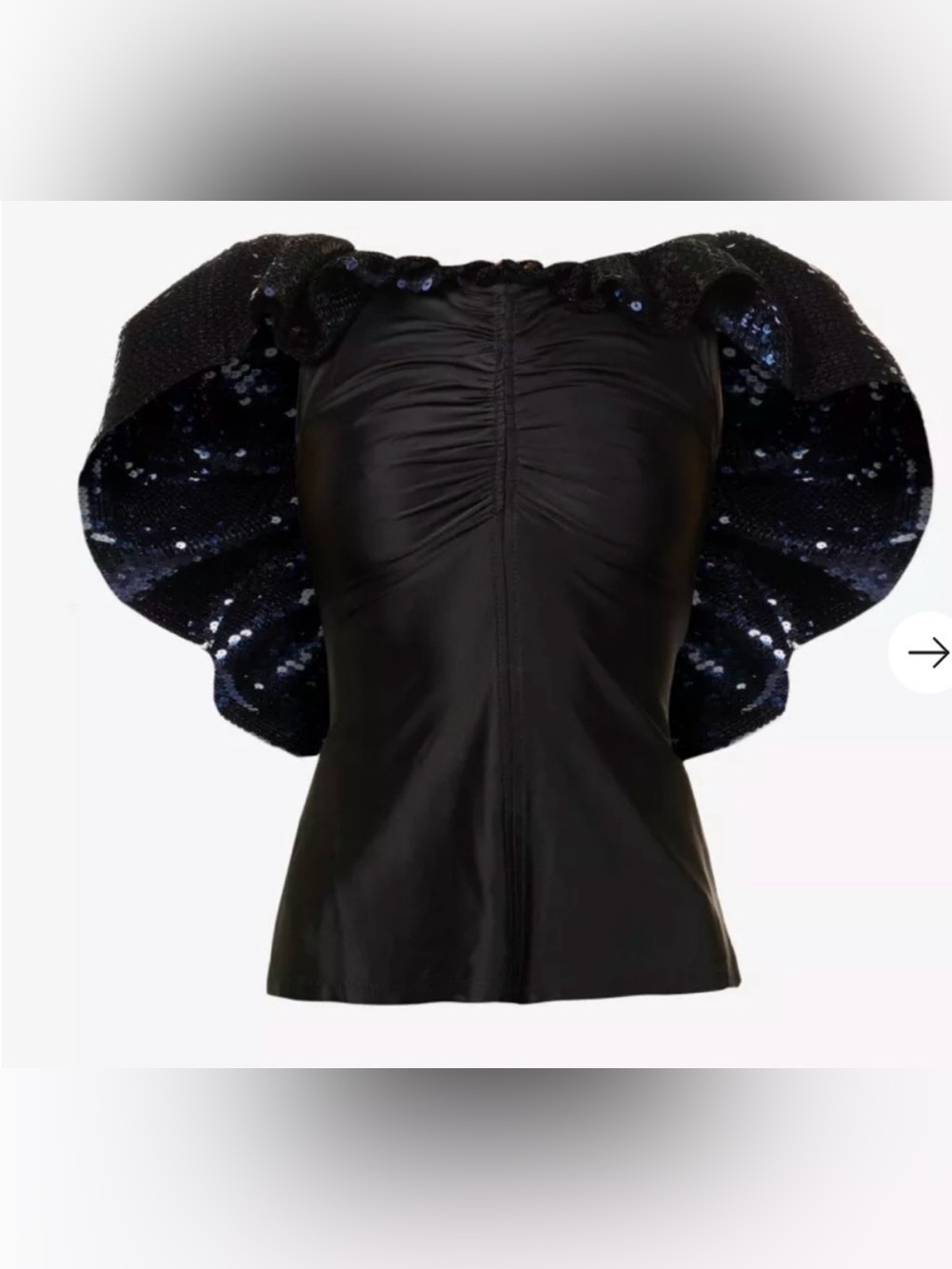 Black Ruffled Sequin Sleeve Top